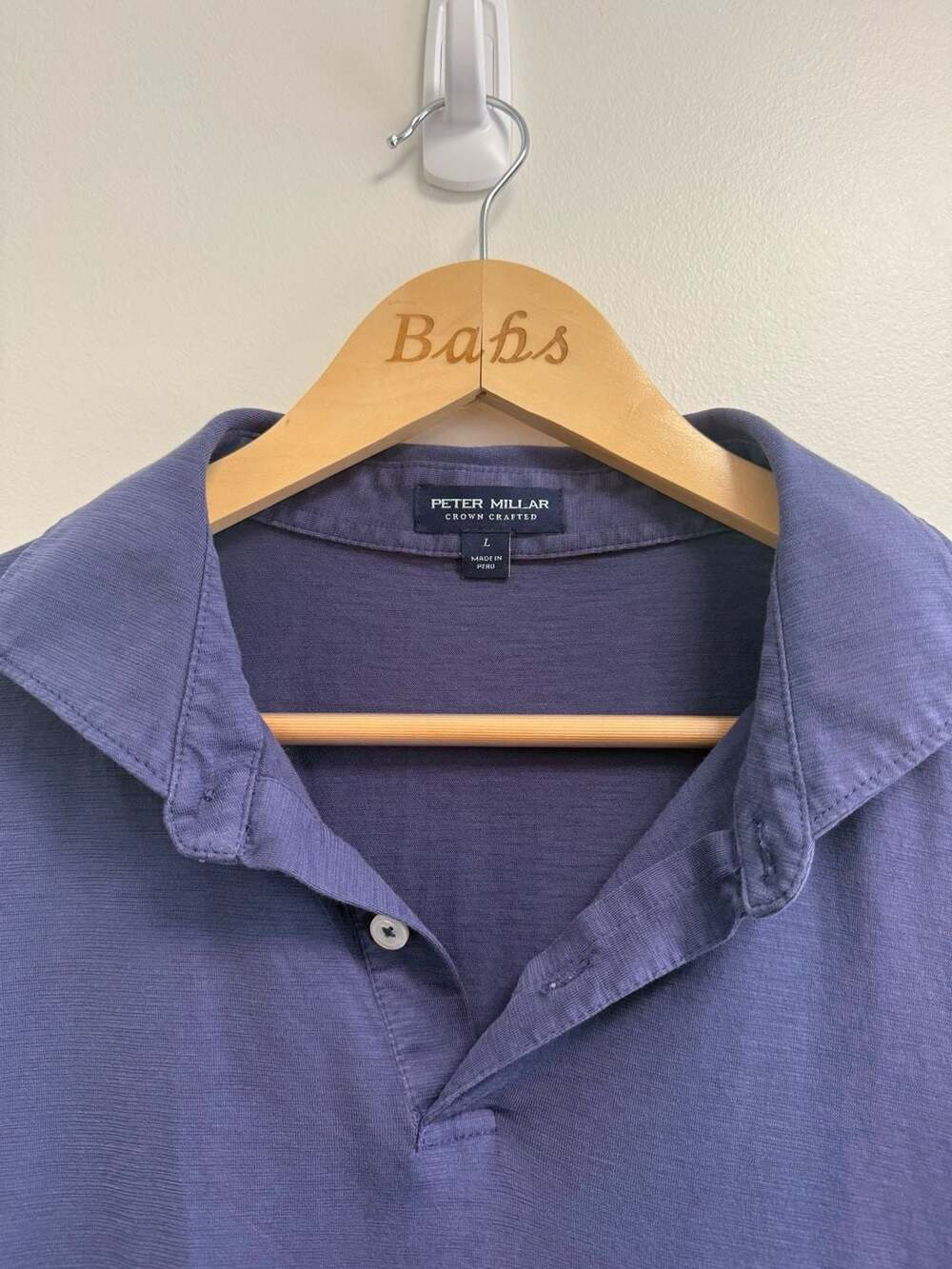 Peter Millar Crown Crafted Polo Size L Purple Pima Cotton